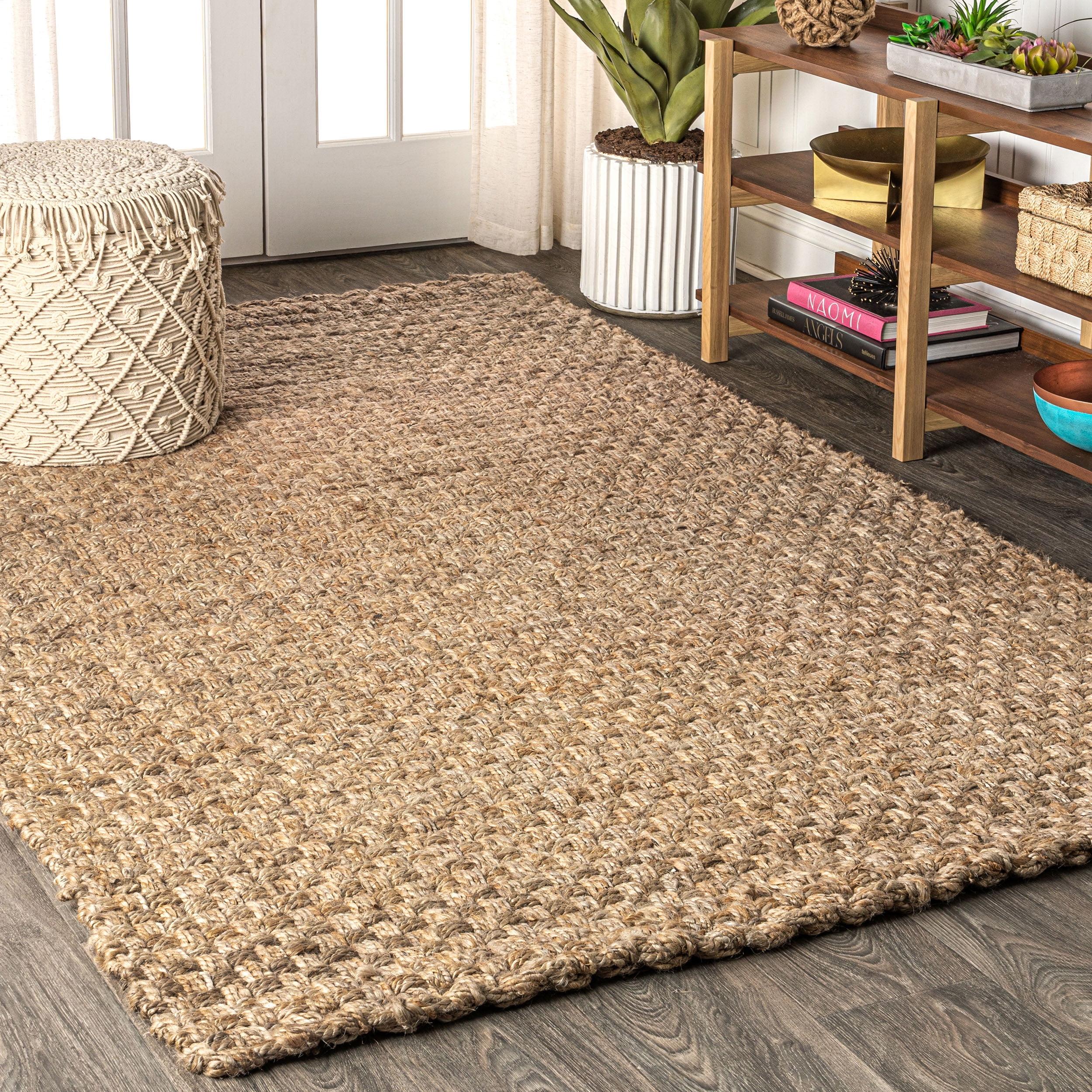 5'x8' Estera Hand Woven Boucle Chunky Jute Area Rug, Natural - JONATHAN Y
