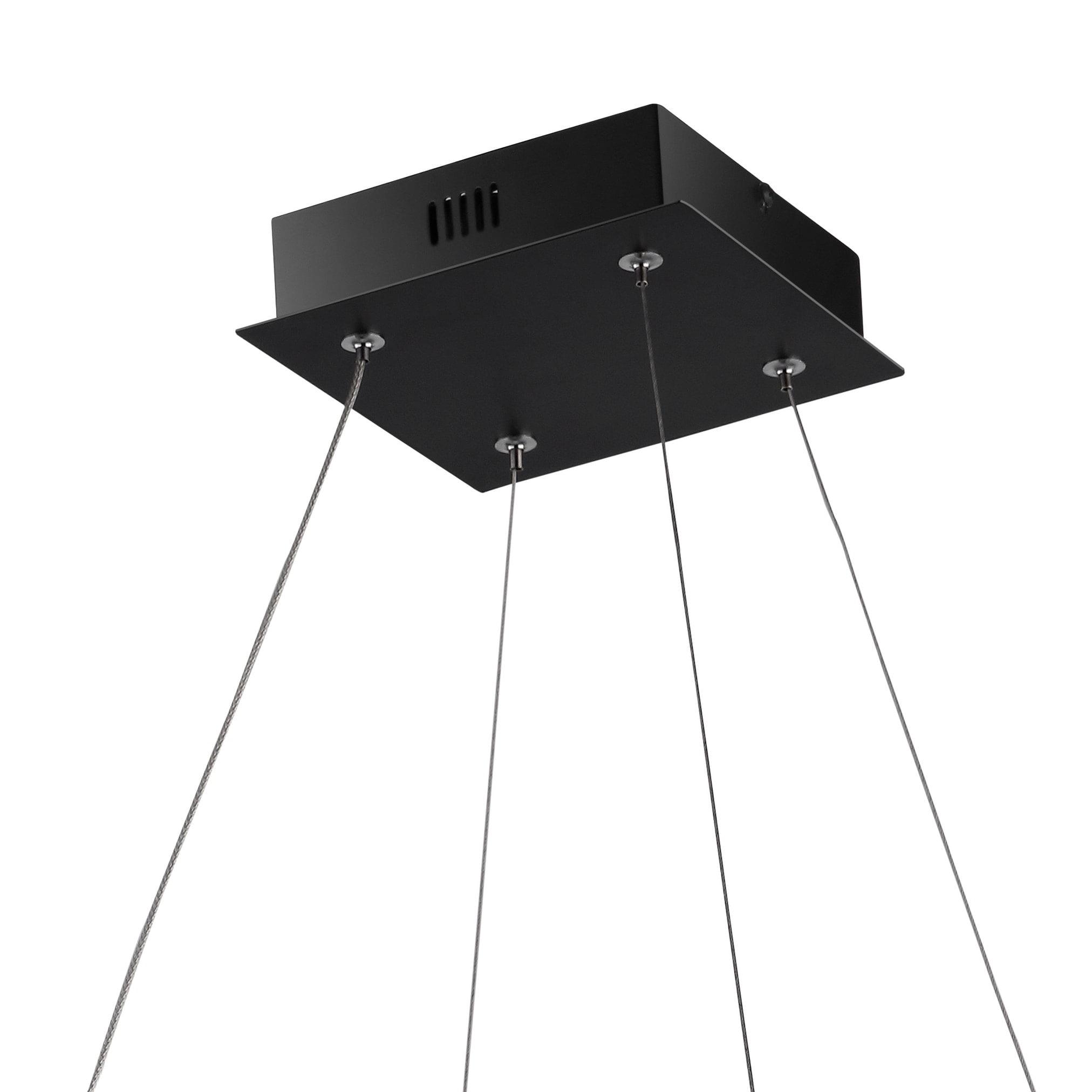 15.75" 1-Light Nero Square Modern Contemporary Aluminum Integrated LED Hoop Pendant Black - JONATHAN Y: ETL Listed, Adjustable Height