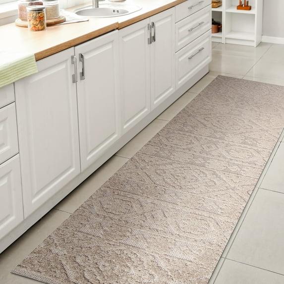 2'x8' Citta High-Low Pile Mediterranean Tile Indoor/Outdoor Runner Rug, Beige - JONATHAN Y