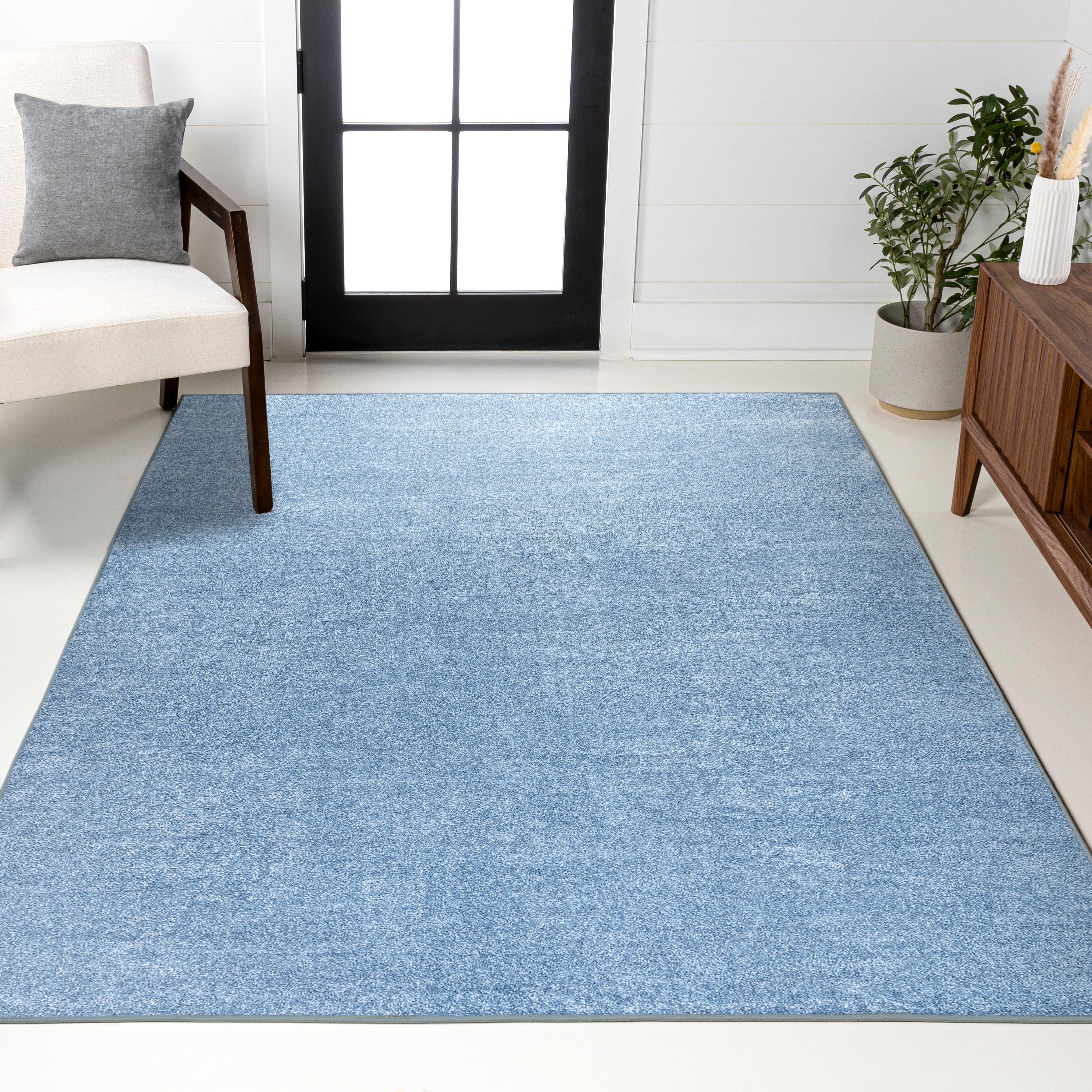 8'x10' Haze Solid Low-Pile Area Rug, Classic Blue - JONATHAN Y