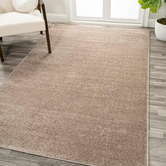 4'x6' Haze Solid Low-Pile Area Rug, Beige - JONATHAN Y