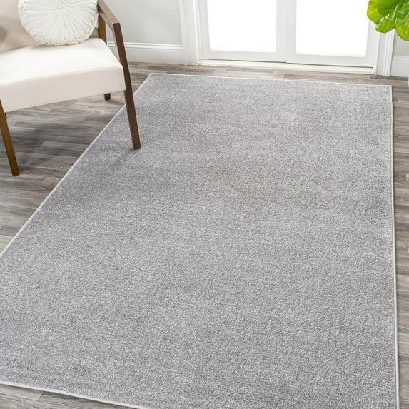 8'x10' Haze Solid Low-Pile Area Rug, Light Gray - JONATHAN Y