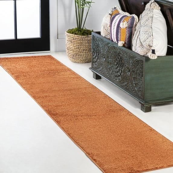 2'x10' Haze Solid Low-Pile Runner Rug, Orange - JONATHAN Y