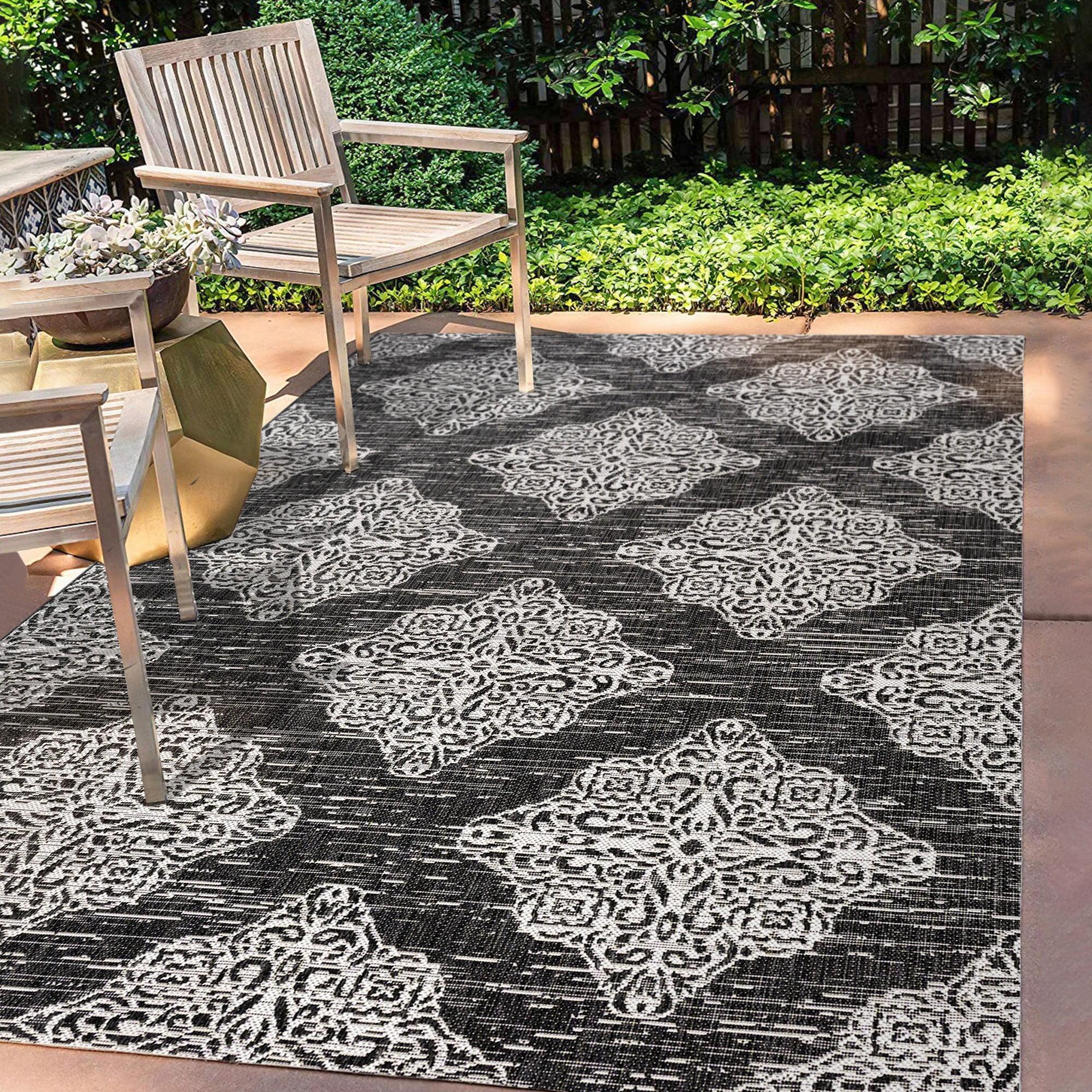 JONATHAN Y SMB121B-5 Tuscany Ornate Medallions Black/Ivory 5 ft. x 8 ft. Indoor/Outdoor Area Rug, Casual, Pet Friendly, Stain Resistant, Easy to Clean, for Patio, Living Room; Kitchen, Bedroom