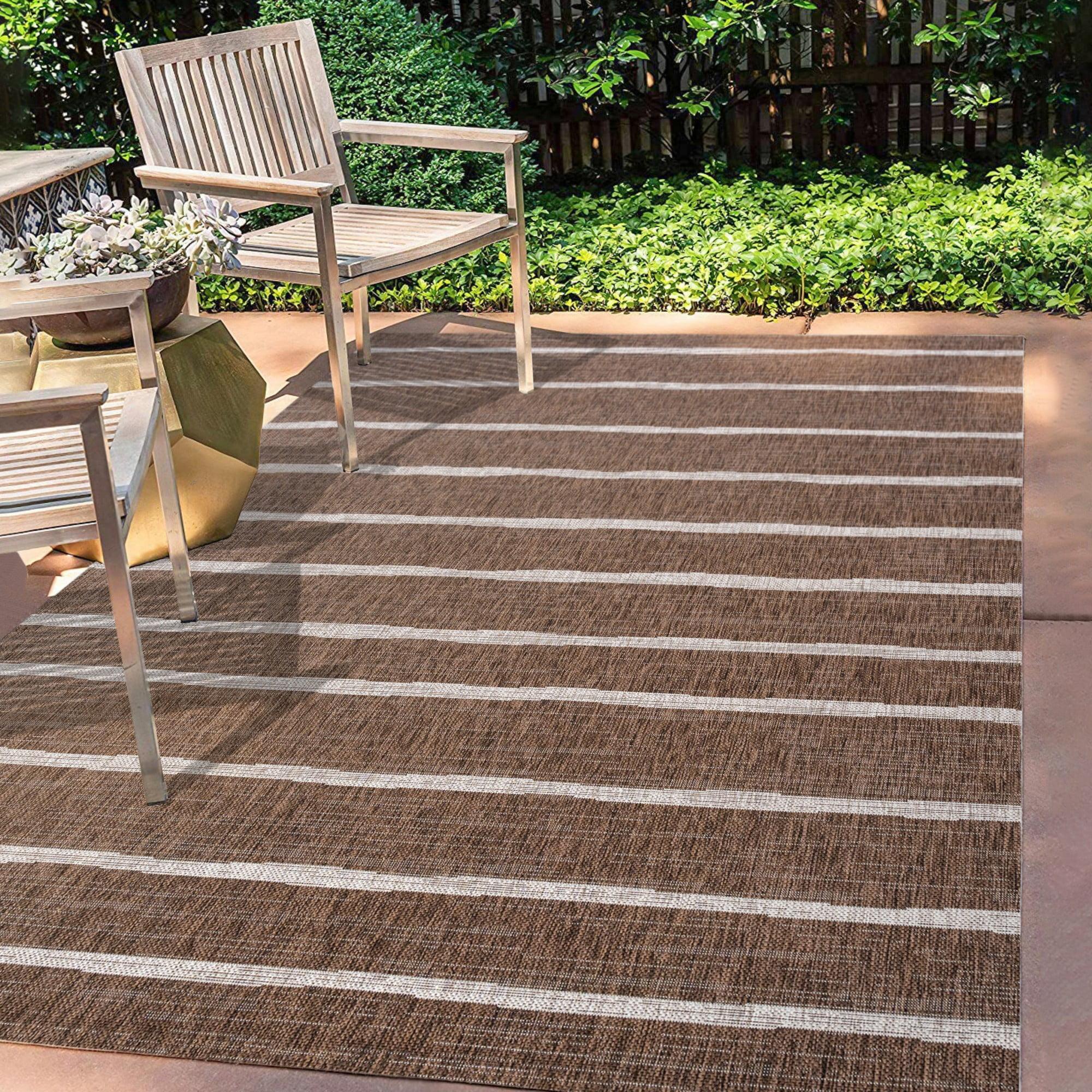 3'x5' Colonia Berber Stripe Indoor/Outdoor Area Rug, Brown/Beige - JONATHAN Y
