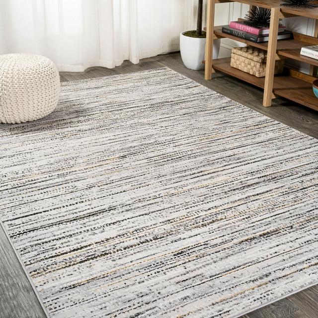 8'x10' Loom Modern Strie'  Area Rug, Gray/Black - JONATHAN Y