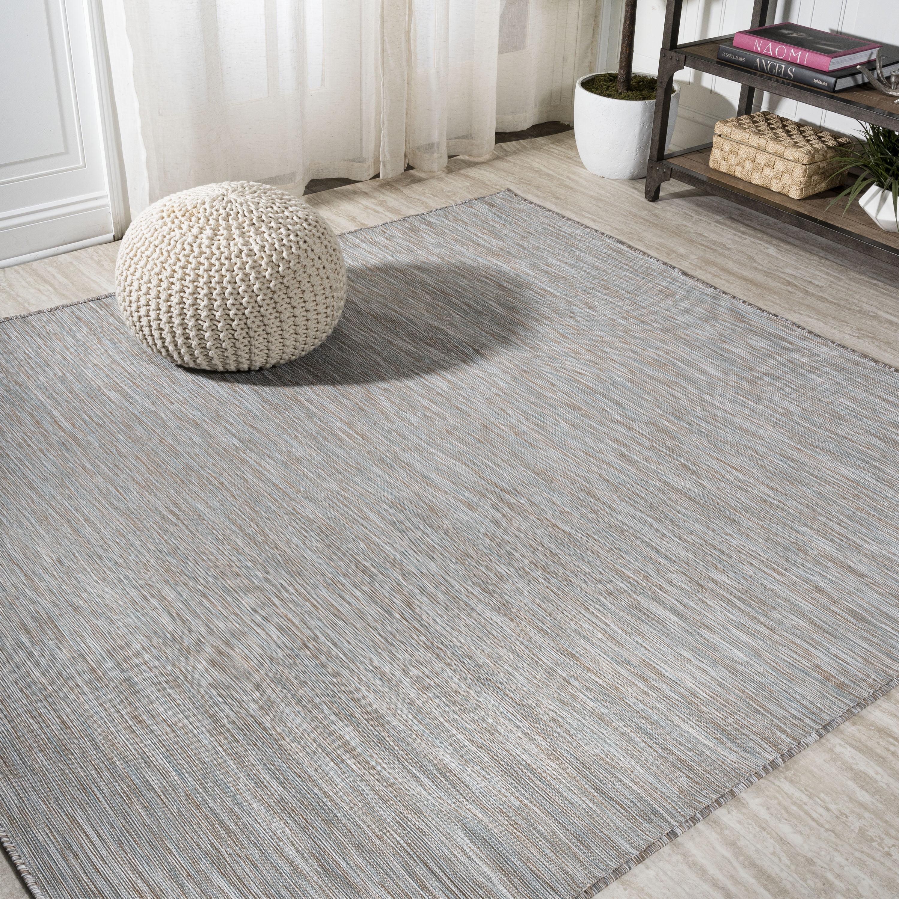 6'x6' Ethan Modern Flatweave Solid  Area Rug, Gray - JONATHAN Y