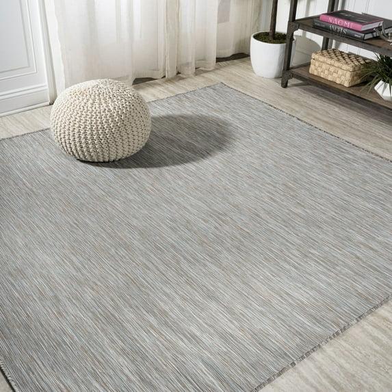 6'x6' Ethan Modern Flatweave Solid  Area Rug, Gray - JONATHAN Y