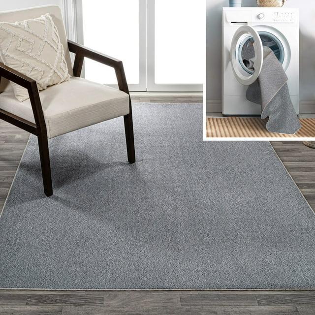 JONATHAN Y Twyla Classic Solid Low-Pile Machine-Washable Gray 4 ft. x 6 ft. Area Rug