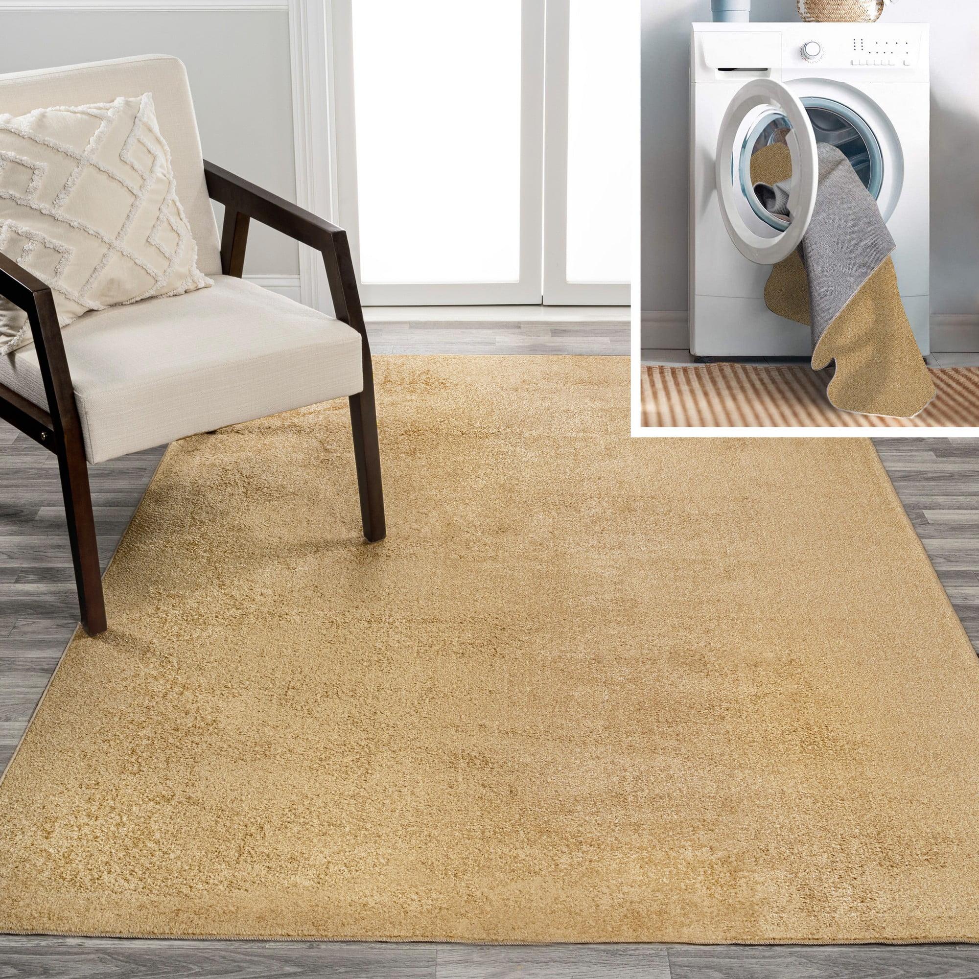 JONATHAN Y Twyla Classic Solid Low-Pile Machine-Washable Yellow 5 ft. x 8 ft. Area Rug