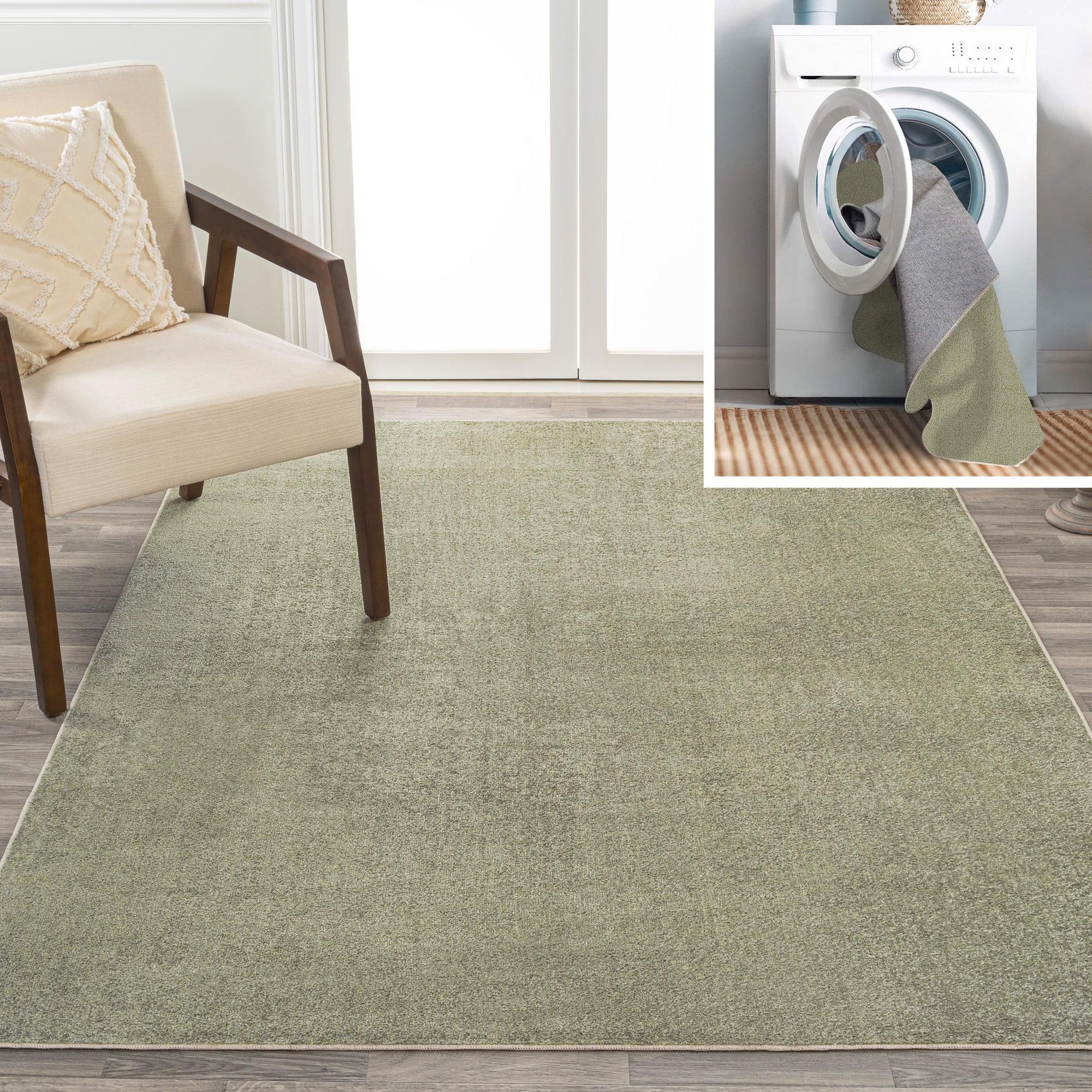JONATHAN Y Twyla Classic Solid Low-Pile Machine-Washable Sage Green 5 ft. x 8 ft. Area Rug