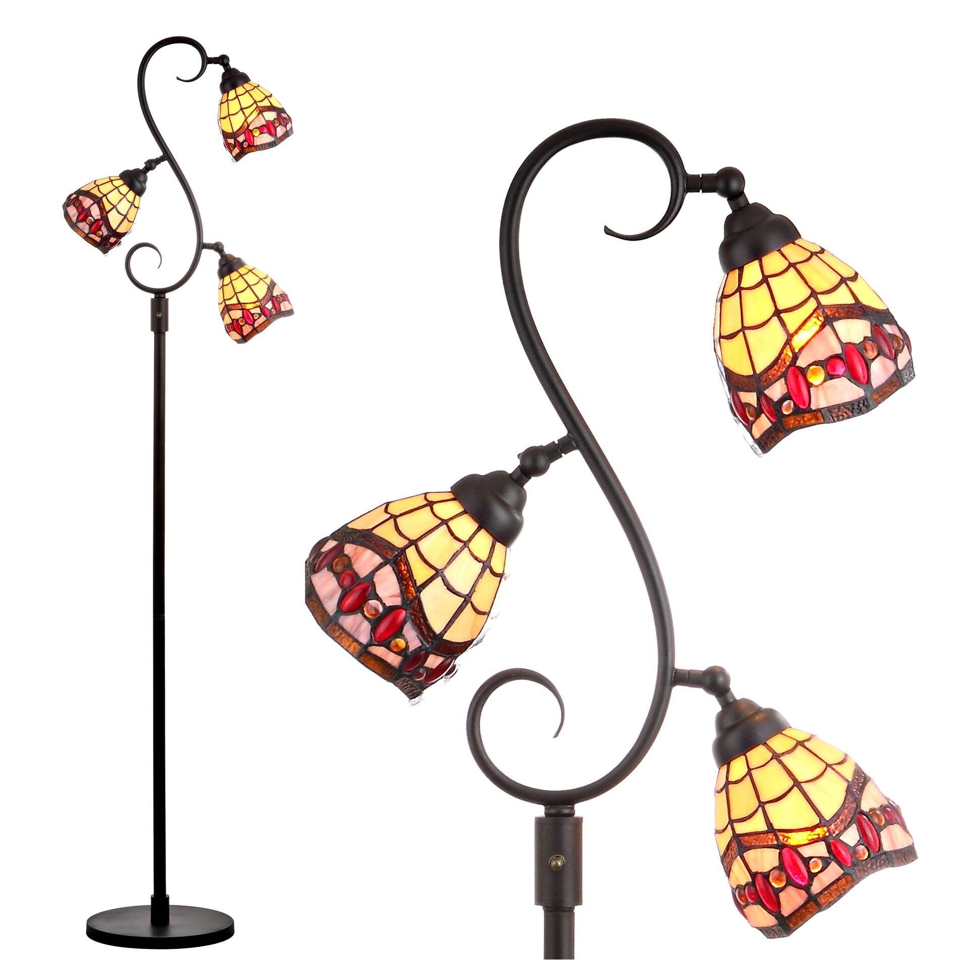 JONATHAN Y JYL8013A Walker Tiffany-Style 70.5" Multi-Light LED Floor Lamp, Traditional for living room, dinning room, bedroom, office Bulb Included, Bronze