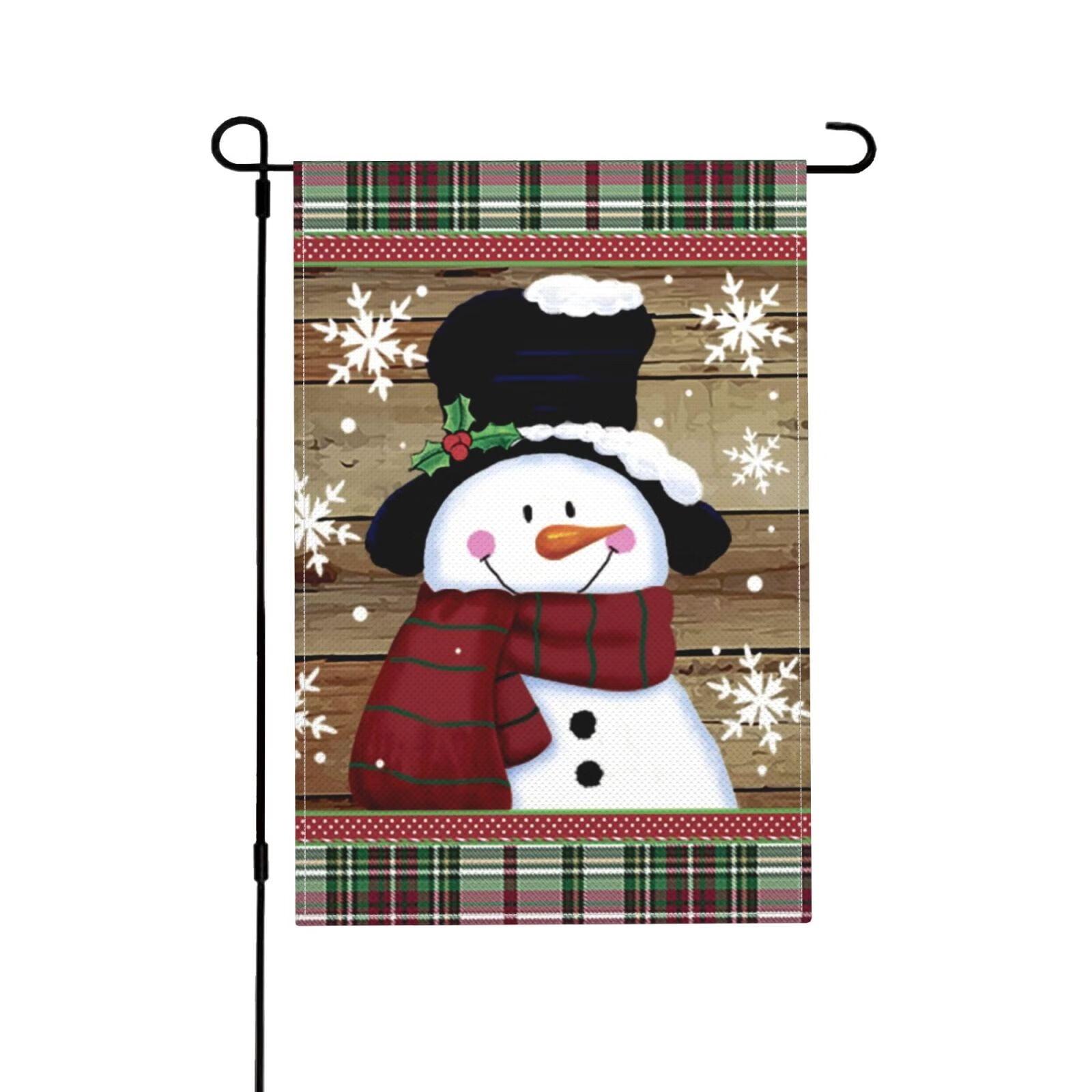 JOOCAR Smile Snowman with Red Scarf Outdoor Yard Flag Decorative Snowflake Winter Garden Flag 12x18 Inch