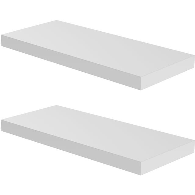 Latitude Run® Elbur 23.6 Inch Wide Wood Floating Shelves, Wall Shelf Display Shelves for Bathroom/Kitchen/Bedroom/Living Room (Set of 2)