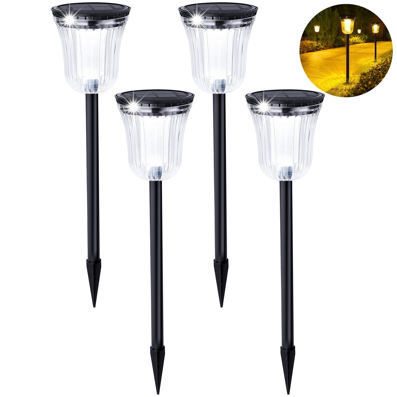 JSOT 200LM Solar Lights Outdoor Waterproof, 4 Pack Solar Pathway Lights, Super Bright Solar Garden Lights, Auto On/Off LED Lights for Yard Lawn Walkway Driveway