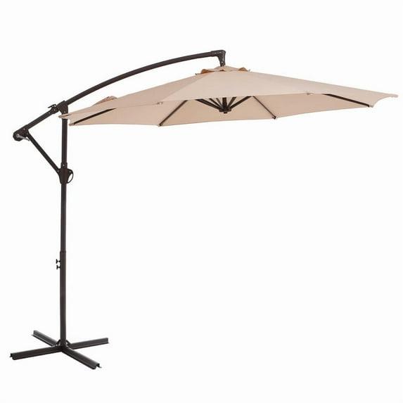 LAUSAINT HOME 10 ft Cantilever Patio Umbrella, Round Outdoor Beige Umbrella
