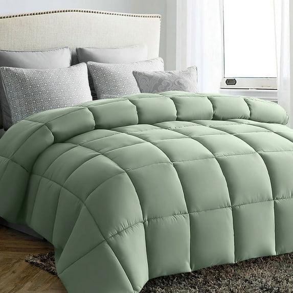 JUSTLET Luxury Solid Down Alternative Machine Washable Sage Green Comforters, Full