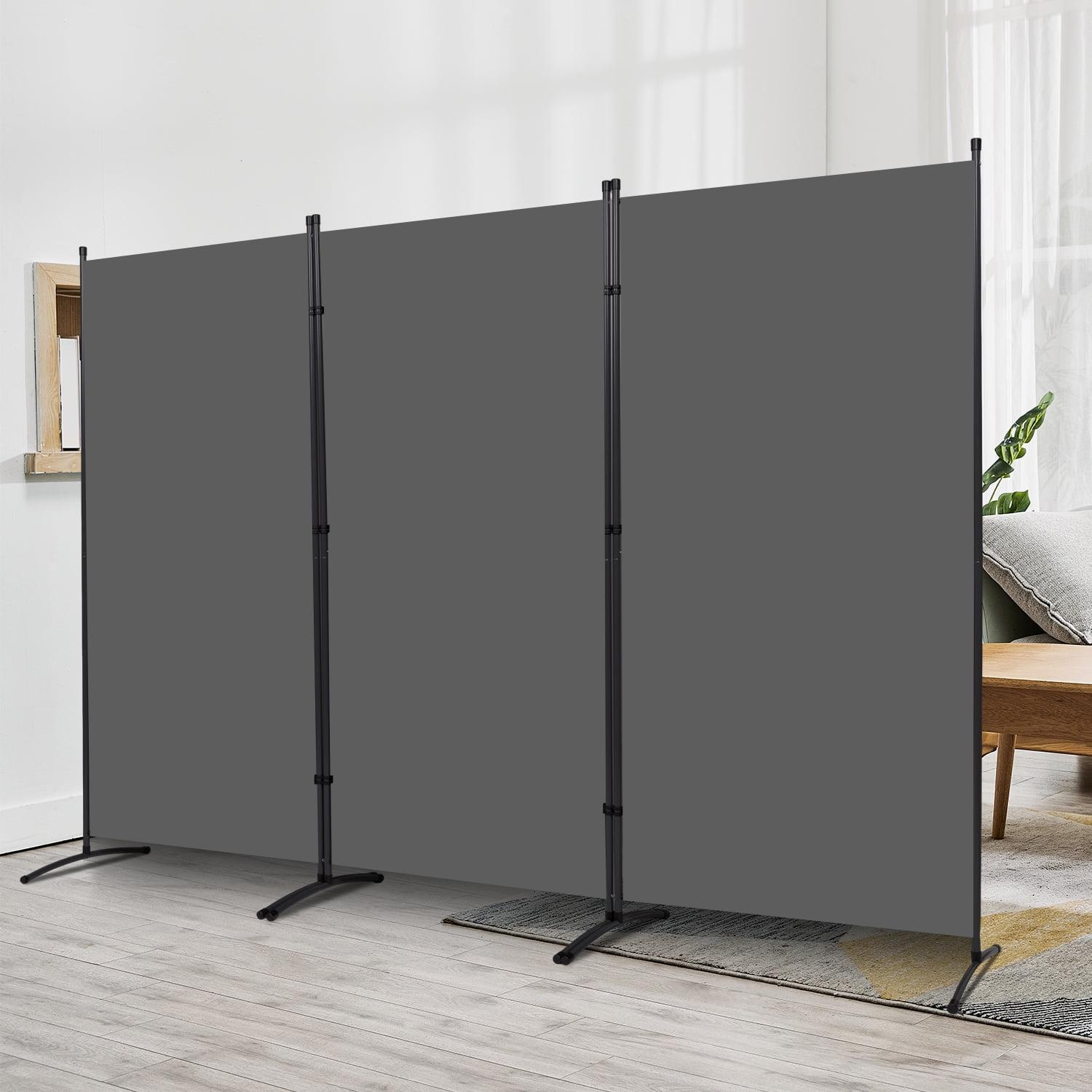 Gray 3-Panel Folding Privacy Screen with Metal Frame