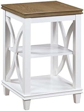 Florence Driftwood and White Wood End Table with Shelves