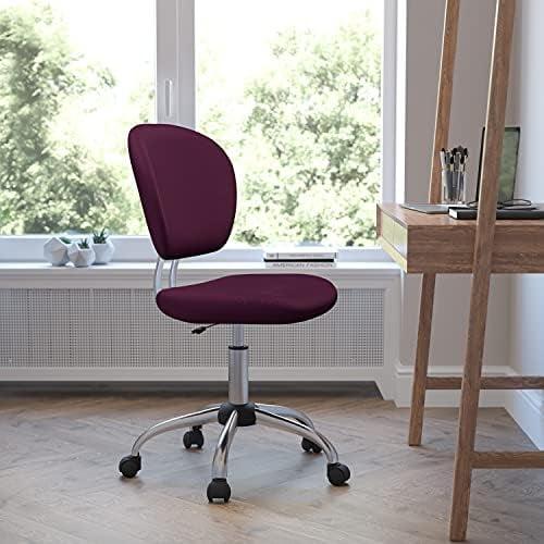 Burgundy Mesh Mid-Back Swivel Task Chair with Chrome Base