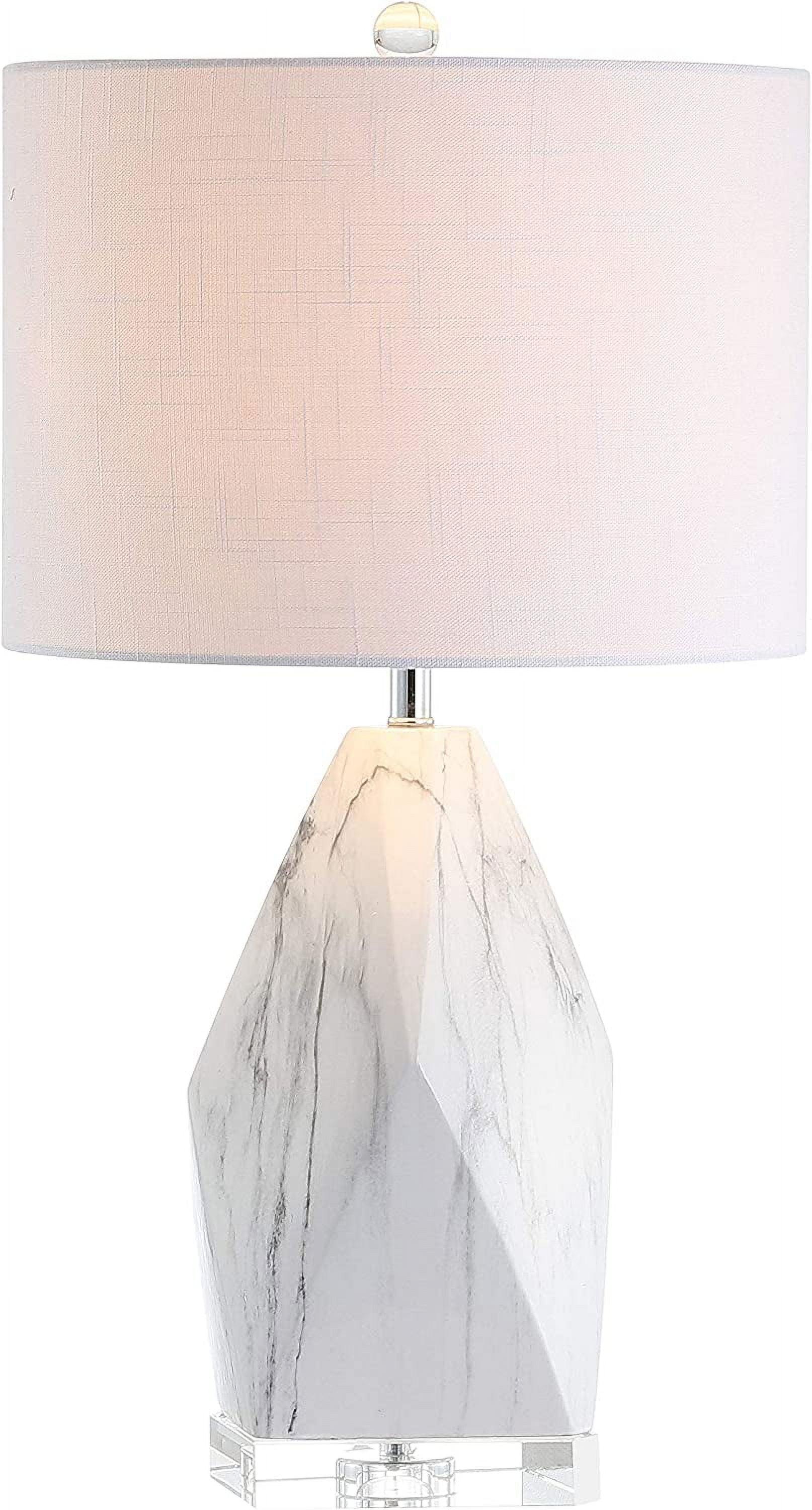 Oslo 25.5" White Ceramic Marble Crystal LED Table Lamp