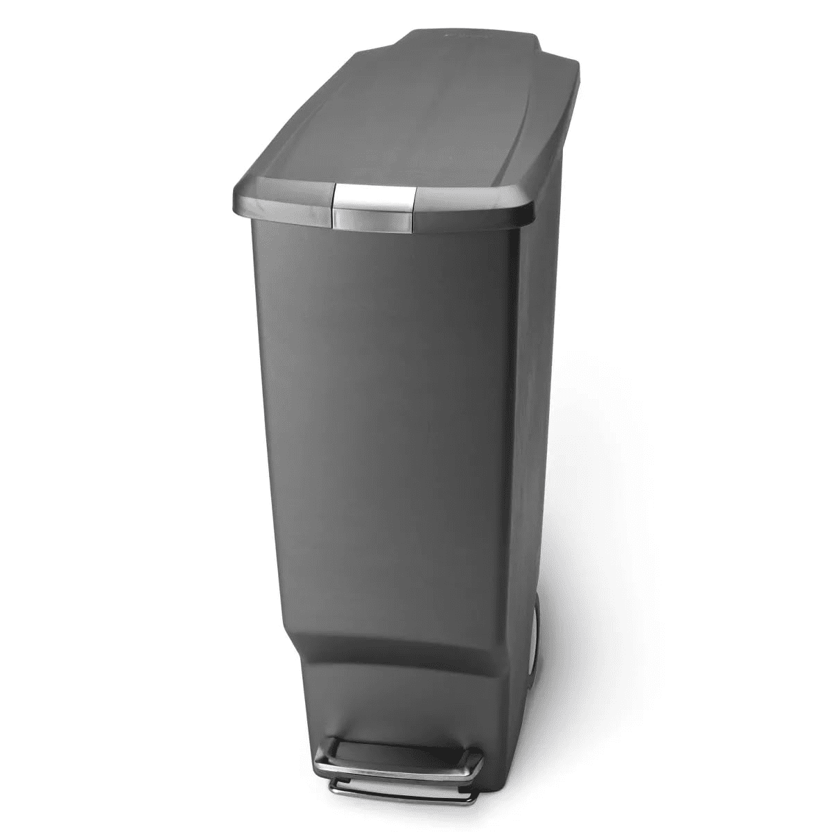 Gray Plastic Slim Kitchen Step Trash Can with Lockable Lid