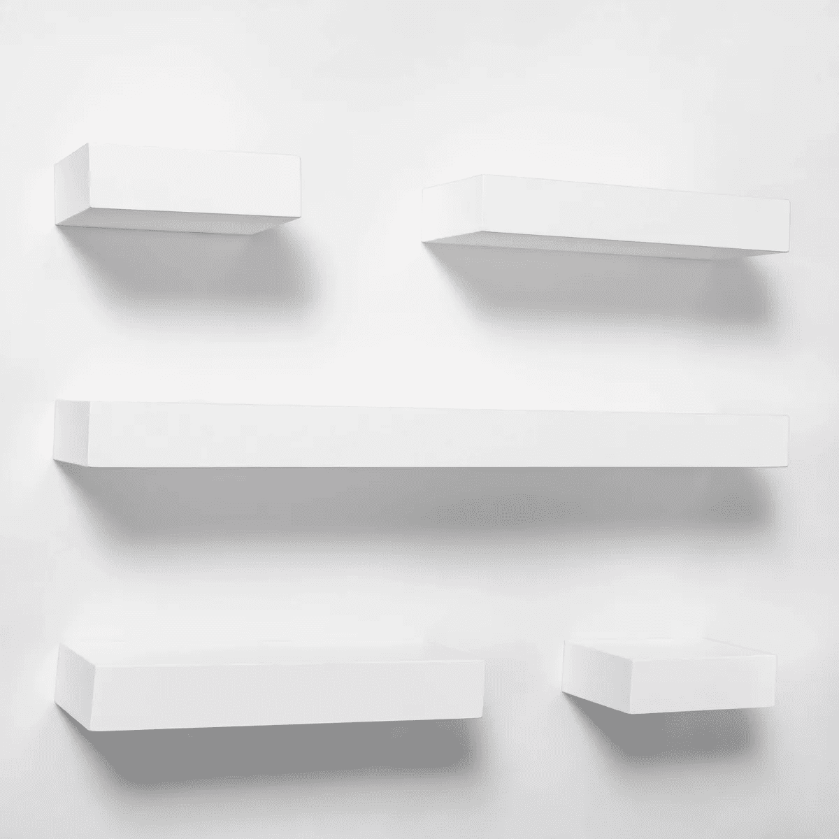 White Modern 5-Piece Floating Wall Shelf Set