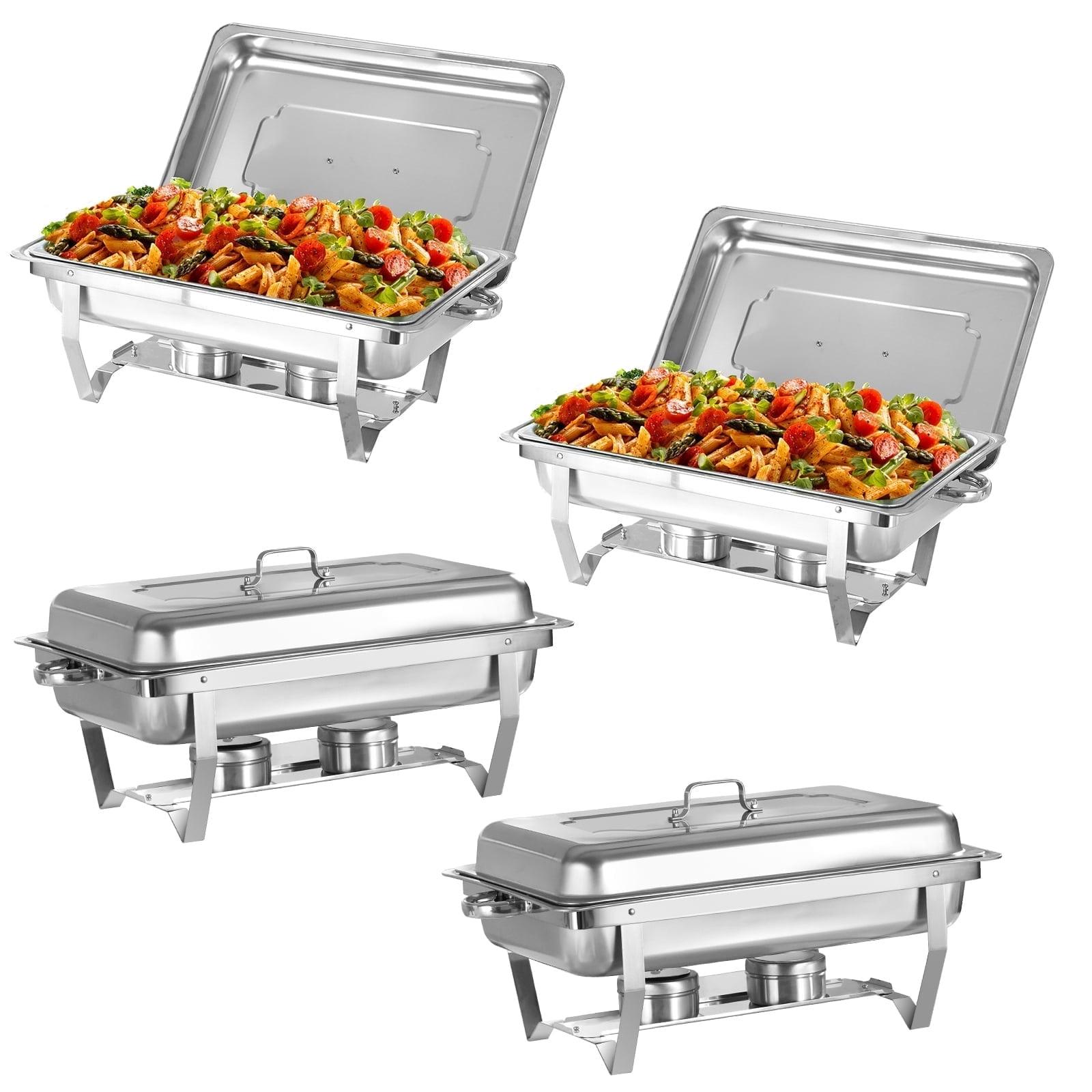 The Party Aisle™ Chafing Dishes For Buffet 4 Pack, 8 Qt Stainless Steel Chafers And Buffet Warmers Sets With Lid, Rectangle Serving Food Warmer Catering Supplies Buffet Display For Parties