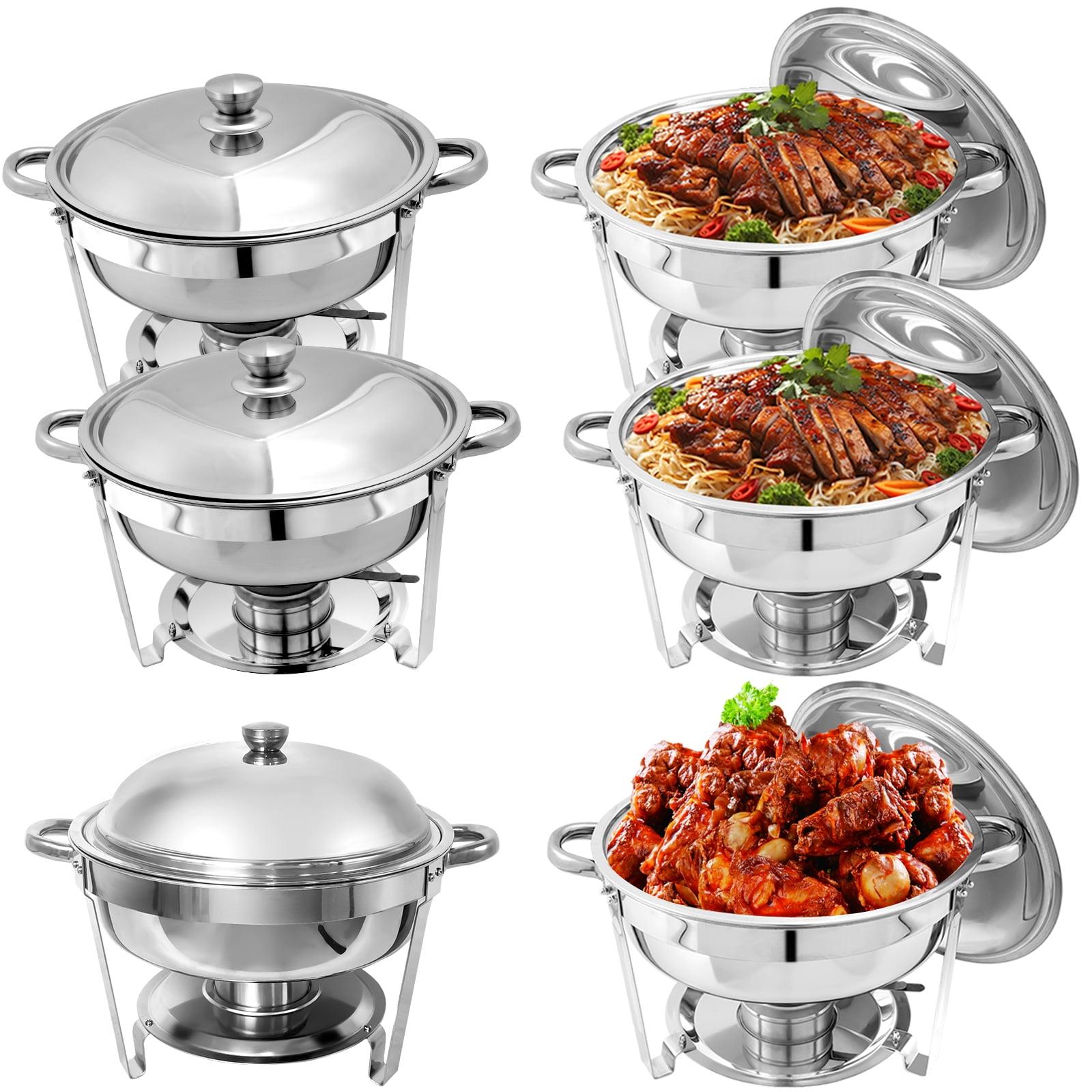 Jacgood 6 Pack Chafing Dish Round 5QT×2+Round 6QT×4 Chafers Stainless Steel Catering Buffet Warmer Set for Parties,Events,Wedding,Dinner