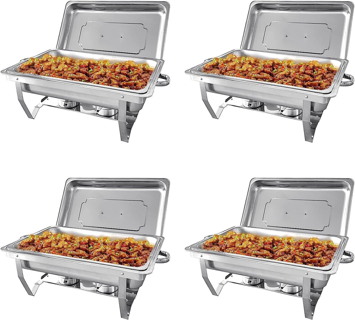 The Party Aisle™ Chafing Dishes For Buffet 4 Pack, 8 Qt Stainless Steel Chafers And Buffet Warmers Sets With Lid, Rectangle Serving Food Warmer Catering Supplies Buffet Display For Parties