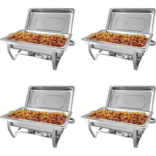 The Party Aisle™ Chafing Dishes For Buffet 4 Pack, 8 Qt Stainless Steel Chafers And Buffet Warmers Sets With Lid, Rectangle Serving Food Warmer Catering Supplies Buffet Display For Parties