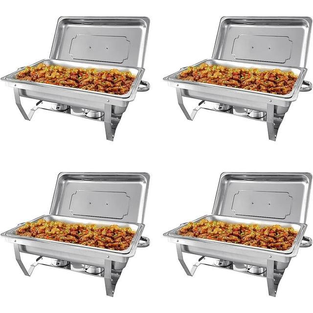 The Party Aisle™ Chafing Dishes For Buffet 4 Pack, 8 Qt Stainless Steel Chafers And Buffet Warmers Sets With Lid, Rectangle Serving Food Warmer Catering Supplies Buffet Display For Parties