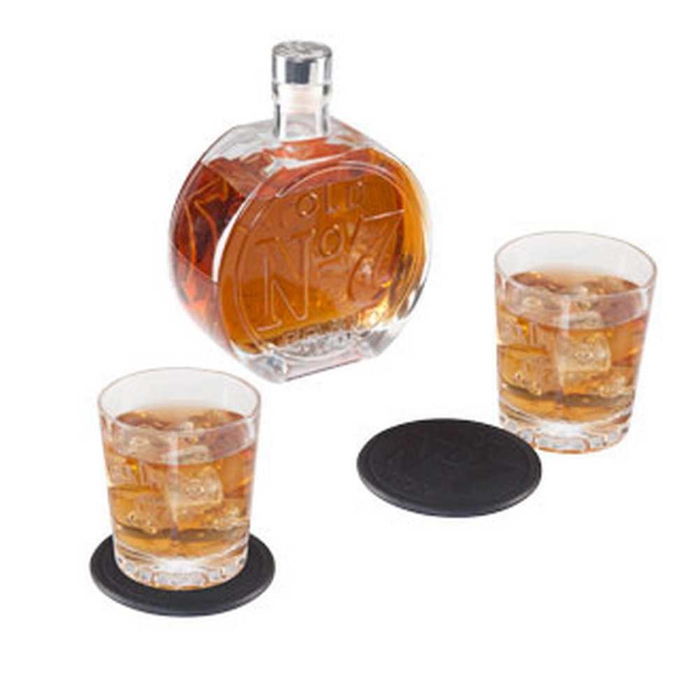 Clear Glass Decanter Set with Two Glasses and Coasters