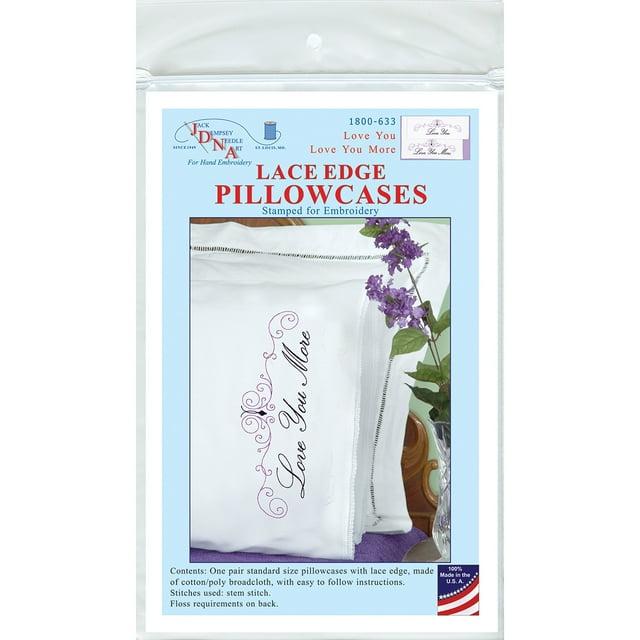 Jack Dempsey 1800 633 Stamped Pillowcases with Lace Edge - Love You More