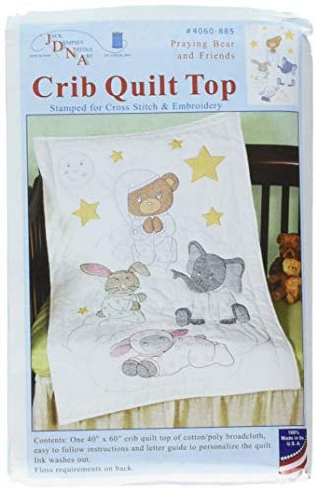 White Cotton/Poly Baby Quilt with Animal Design