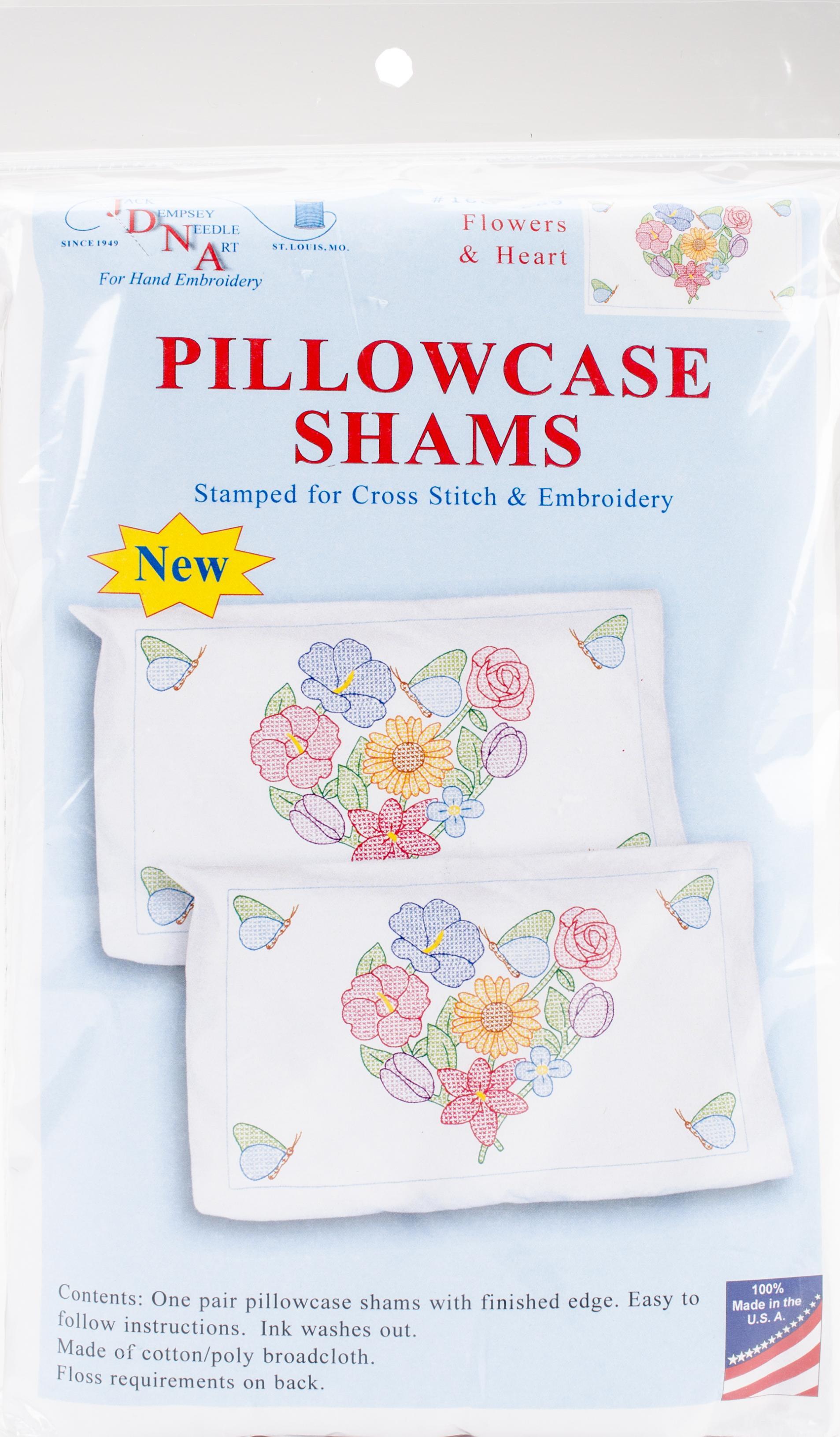 Standard White Cotton Polyester Embroidered Pillowcase Shams