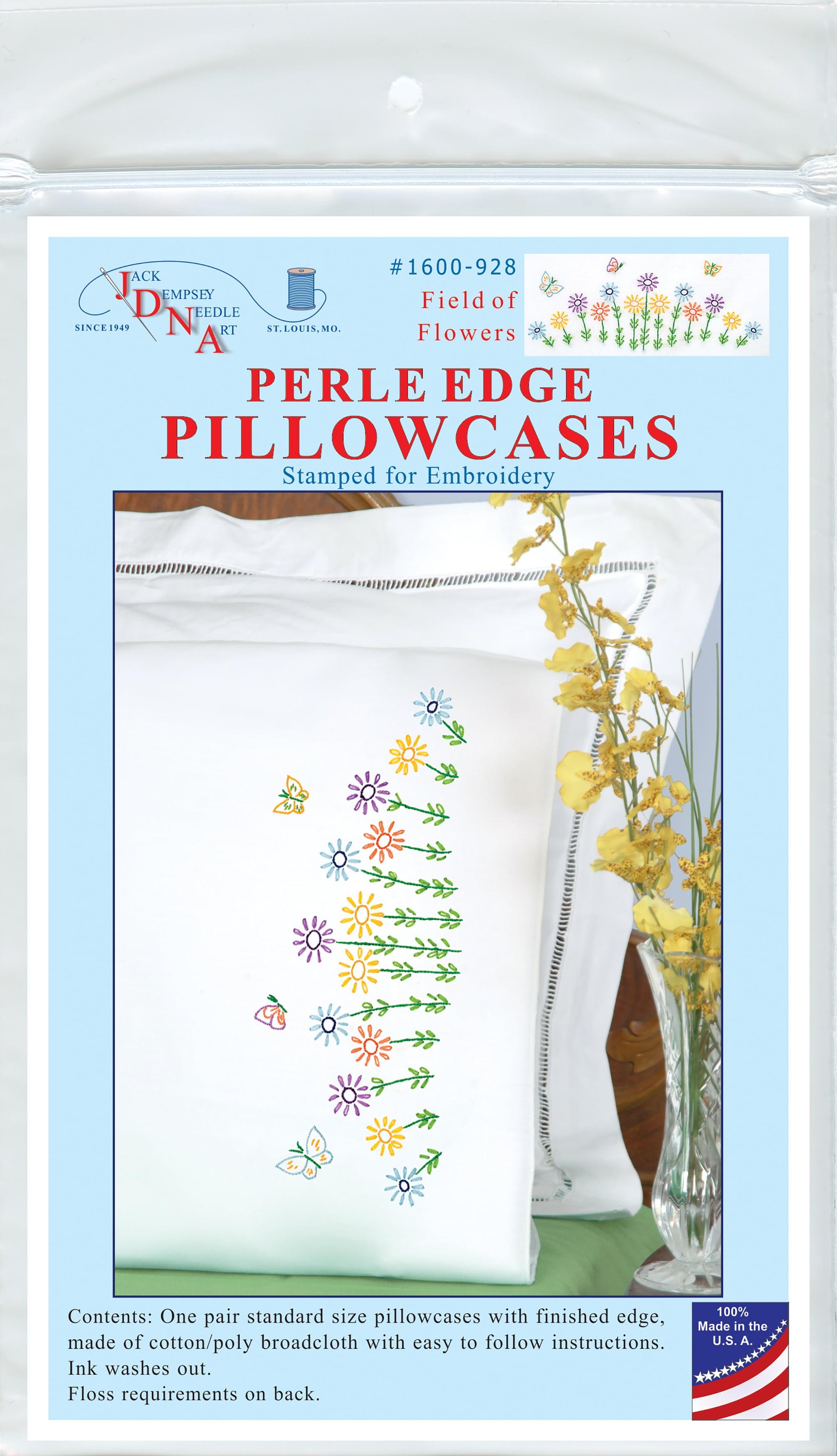 Field of Flowers Embroidered Cotton Polyester Pillowcases