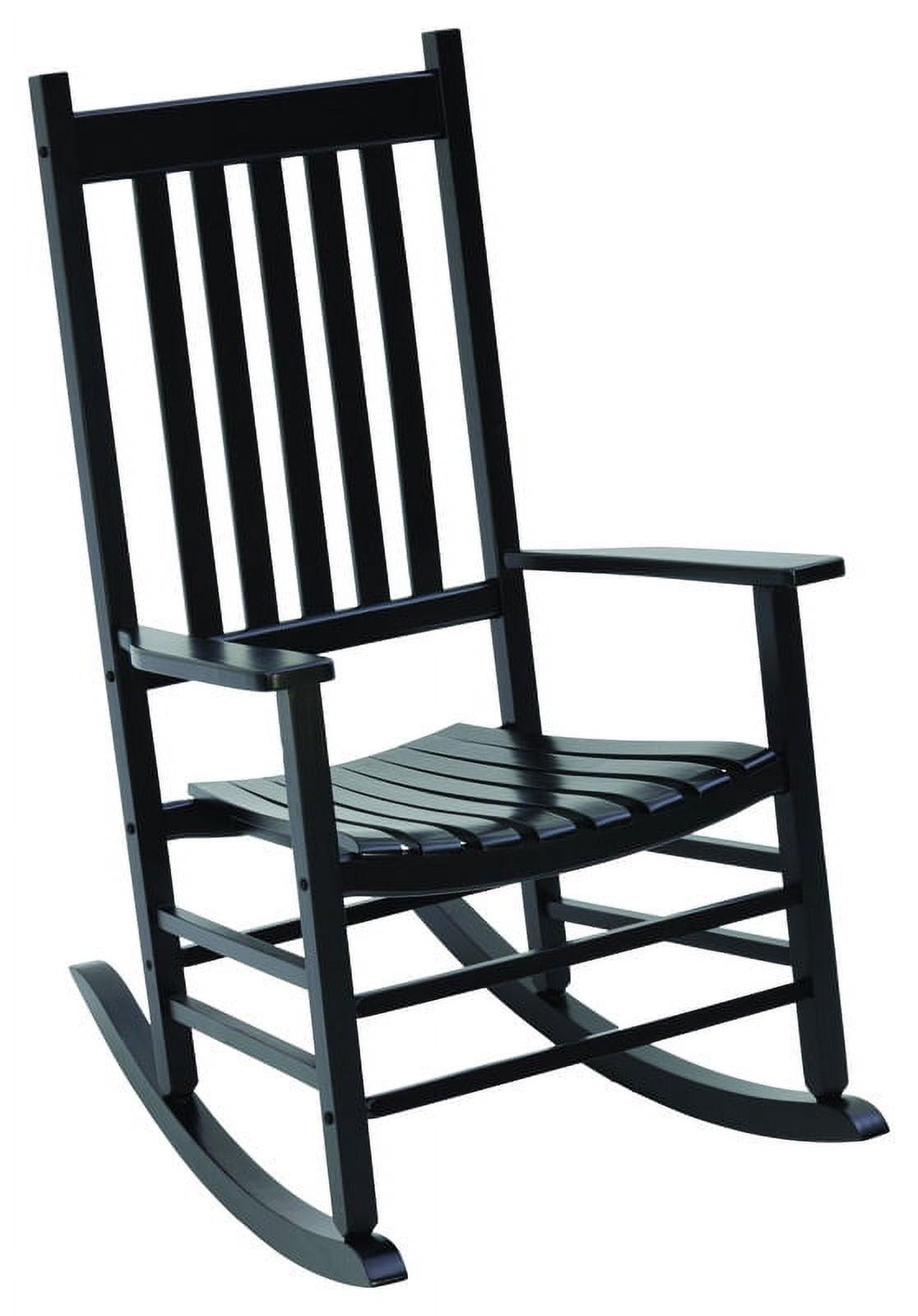 Jack Post Knollwood Mission Style Outdoor High Gloss Hardwood Rocker Chair with Slat Back Design, for Porch, Patio, Lawn, or Garden, Black