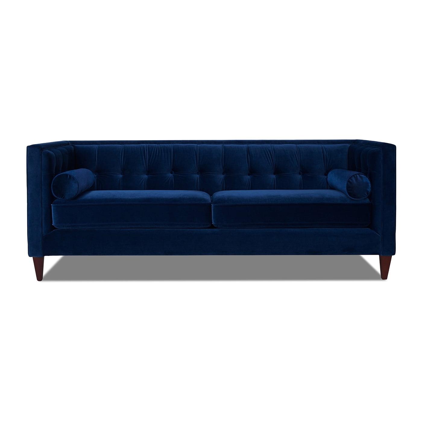 Jack Tufted Tuxedo Sofa Double Cushion, Navy Blue