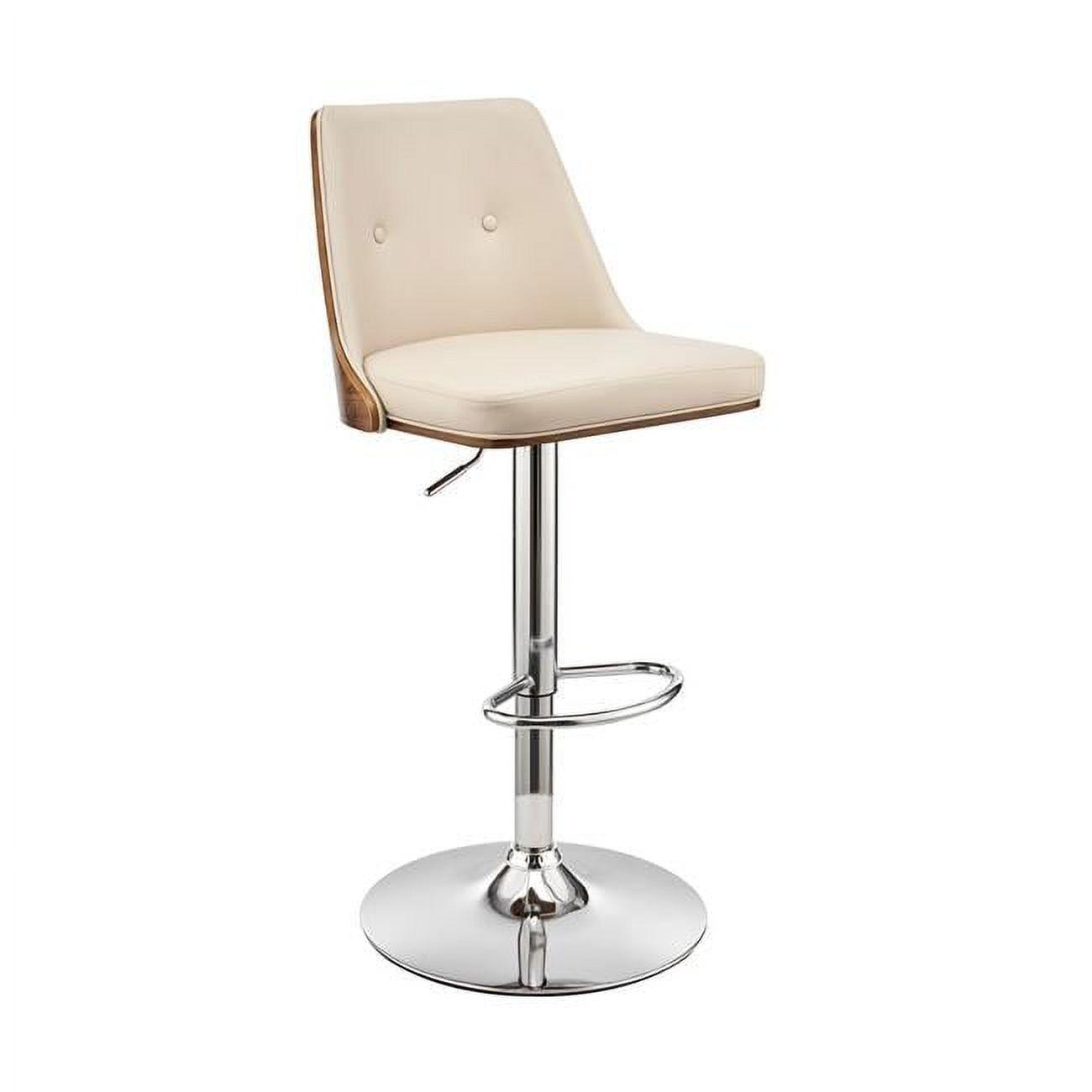 Armen Living Indoor Itzan Adjustable Swivel Gray Faux Leather and Walnut Wood Bar Stool with Chrome Base