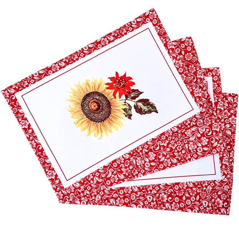 The Lakeside Collection Jacobean Sunflower Set of 4 Placemats and Runner - Set of 4 Placemats