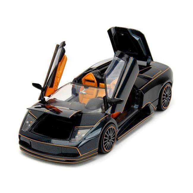 Lamborghini Murcielago Roadster Black Metallic with Orange Interior "Pink Slips" Series 1/24 Diecast Model Car by Jada