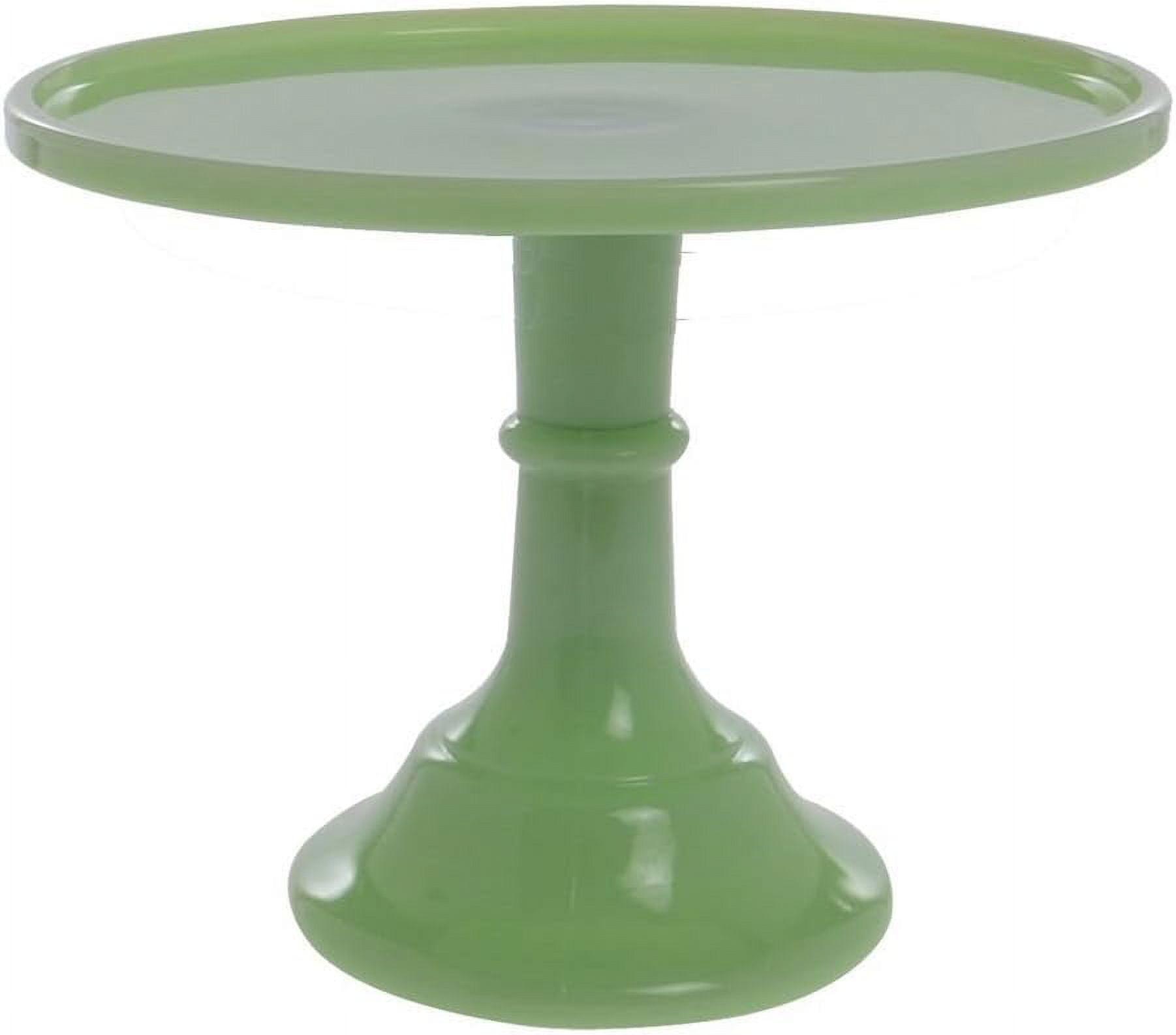 Jade Green Glass Cake Stand with Pedestal Base