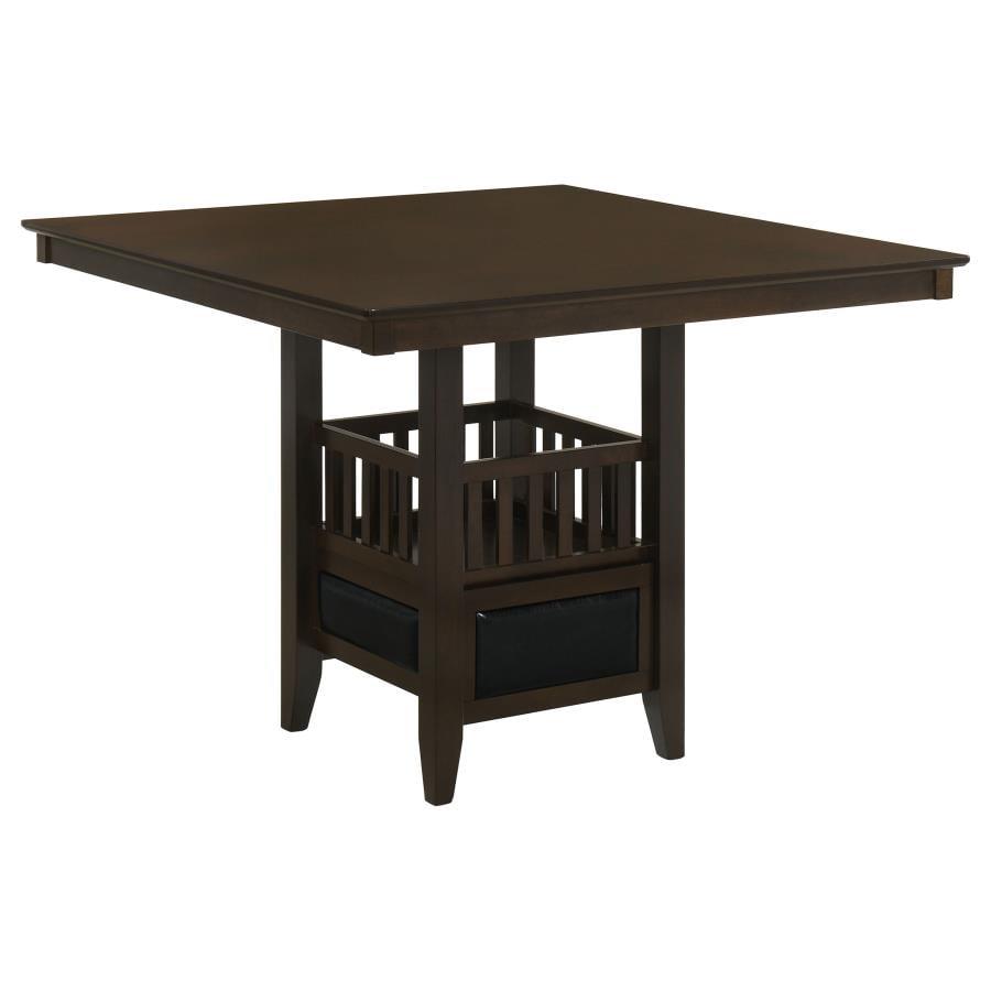 Espresso Square Counter Height Dining Table with Wine Storage