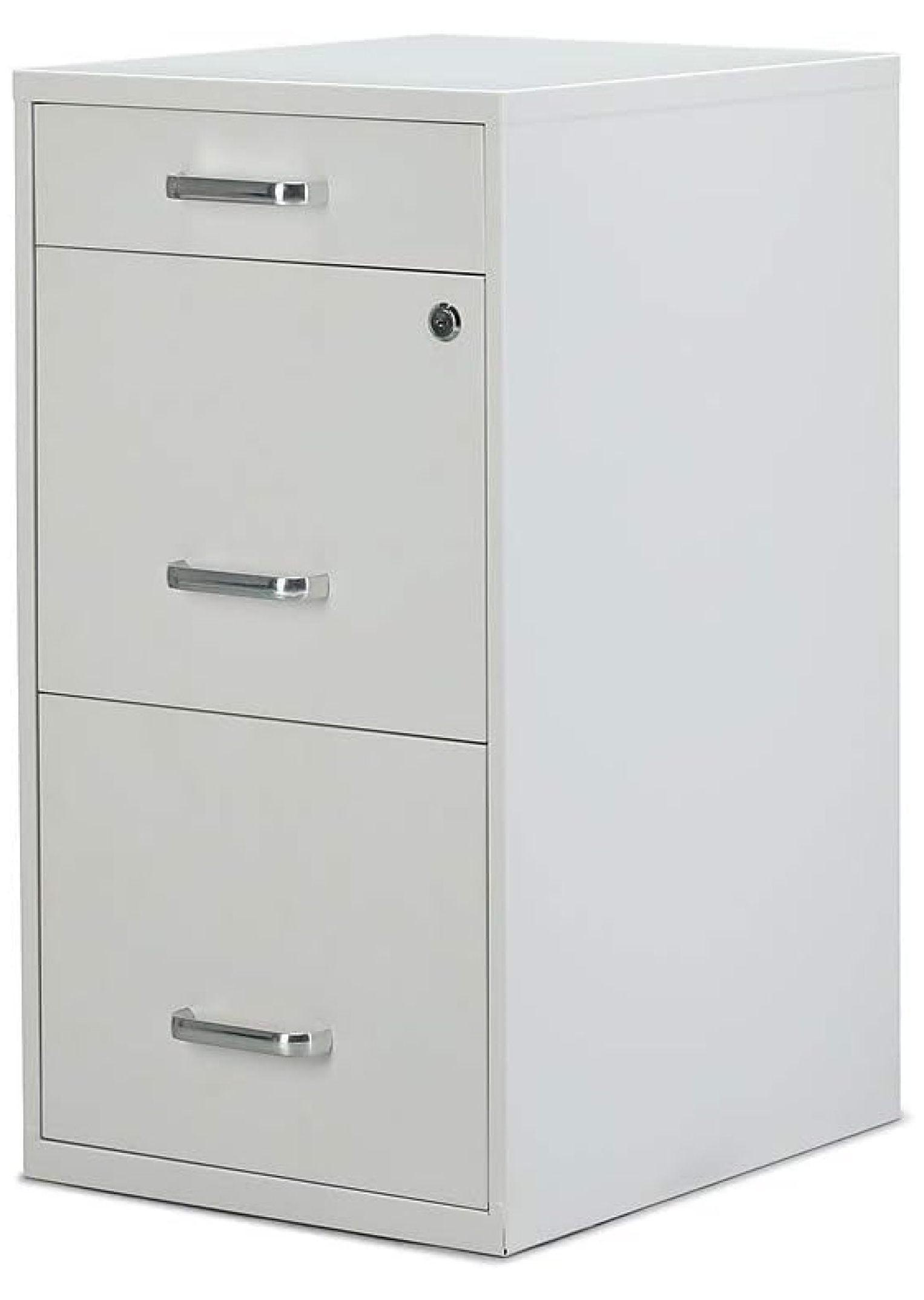 3-Drawer Vertical File Cabinet Locking Letter White 18-Inch D