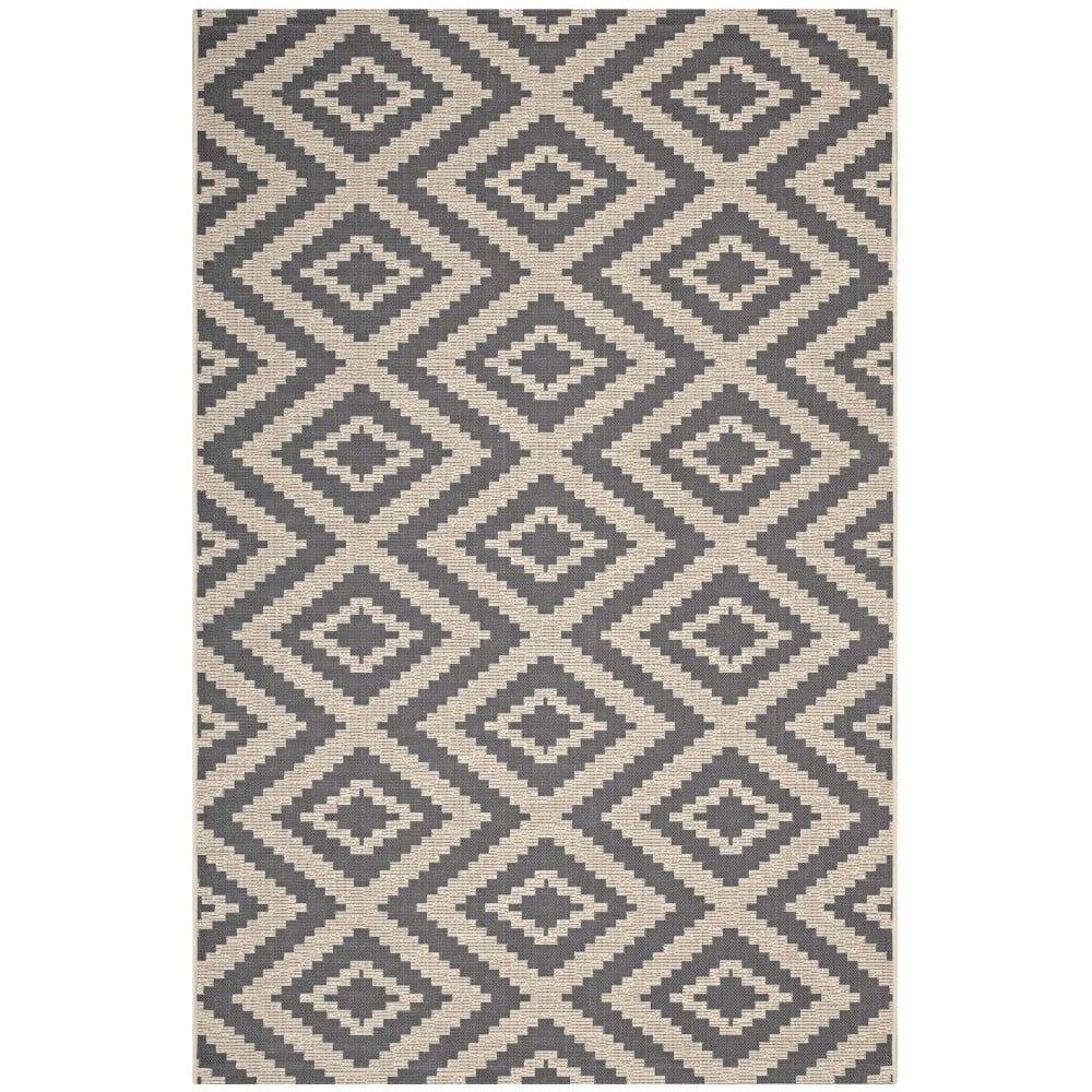 Elegant Geometric Diamond Trellis 5x8 Gray Synthetic Area Rug