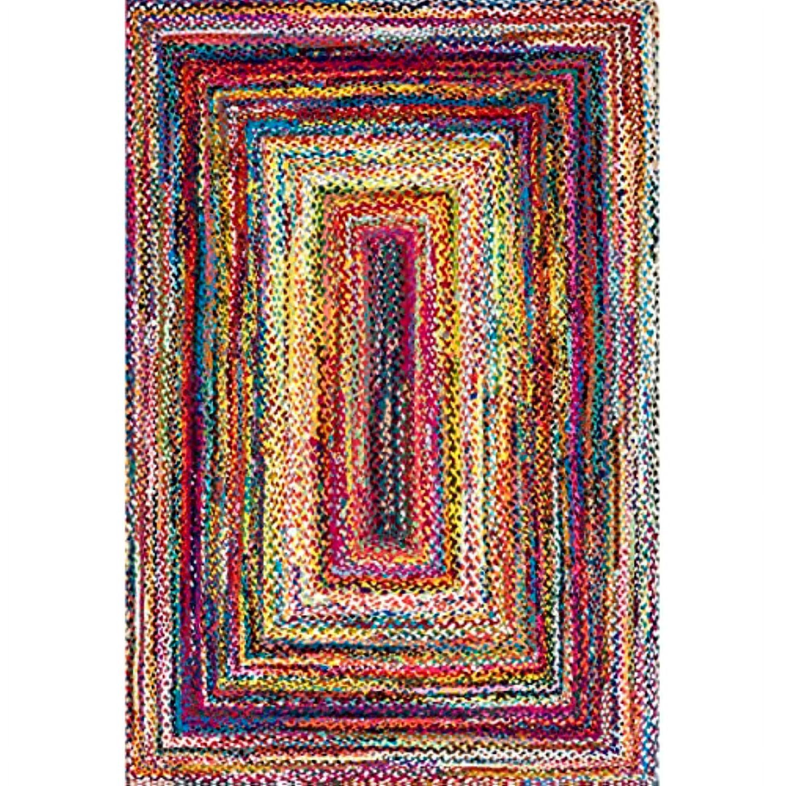Unique Loom Braided Chindi Collection Area Rug - Layer (3' 3" x 5' 1" Rectangle Multi/Blue)