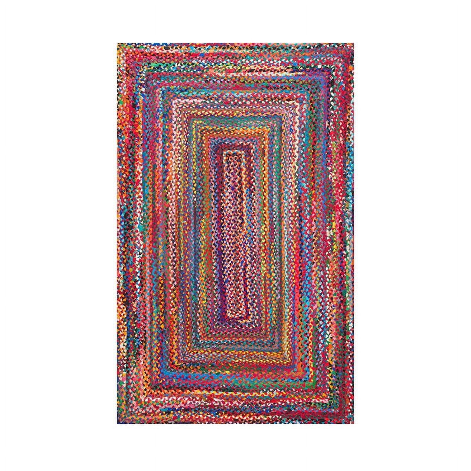 Handmade Bright Multicolor Cotton Braided 5' x 8' Area Rug