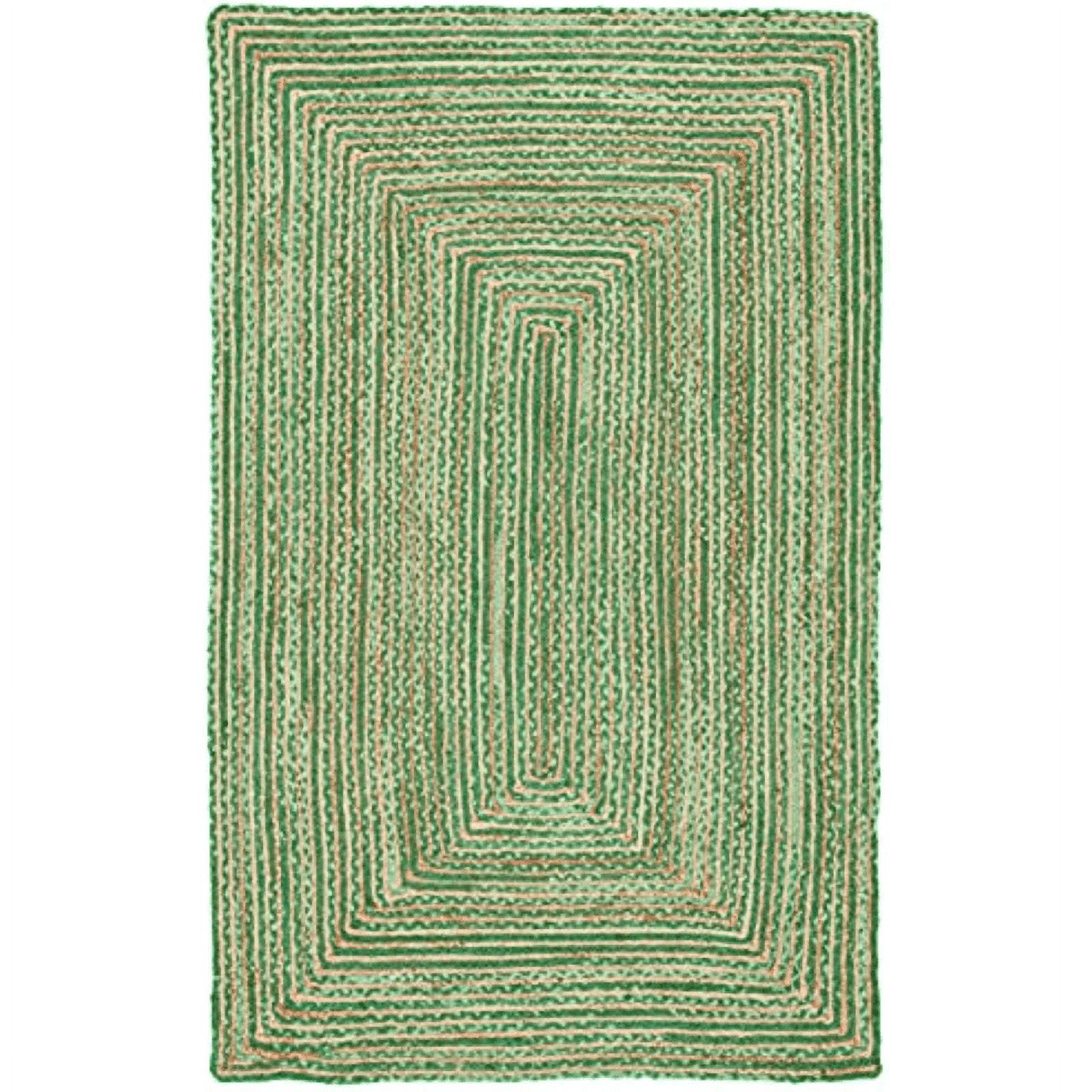 Hand-Knotted Boho-Chic Green/Natural Cotton Area Rug 4' x 6'