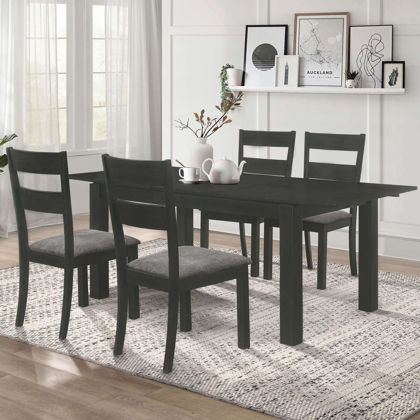 Jakob 5-Piece Black and Gray Wood Dining Set